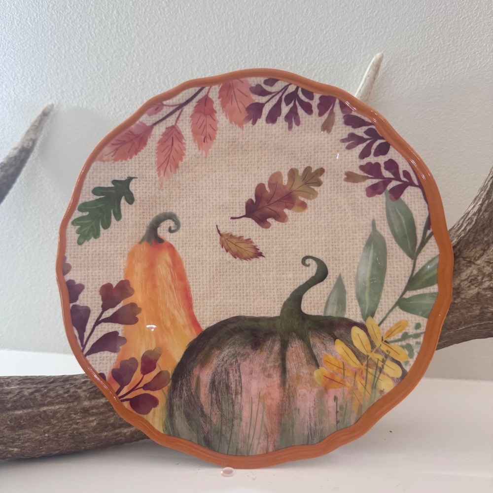 Far East Brokers Fall Pumpkin Melamine Plate Orange Scalloped 100202-00-604